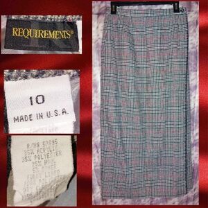 Requirements Wht/Red/Blk Houndstooth Plaid Soft Woven Flannel Wrap Skirt Sz 10